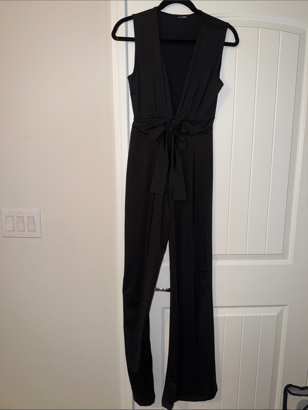 Fashion Nova Black Sleeveless Tie-Front Jumpsuit